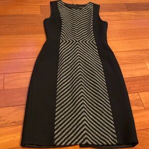 J.Crew Women’s Wool , sleeveless, midi, black with silver stripes dress, size 4
